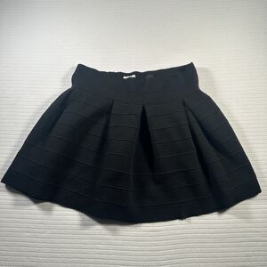 H&M Women’s Black Textured Knit Pleated A-Line Mini Skirt Size XL